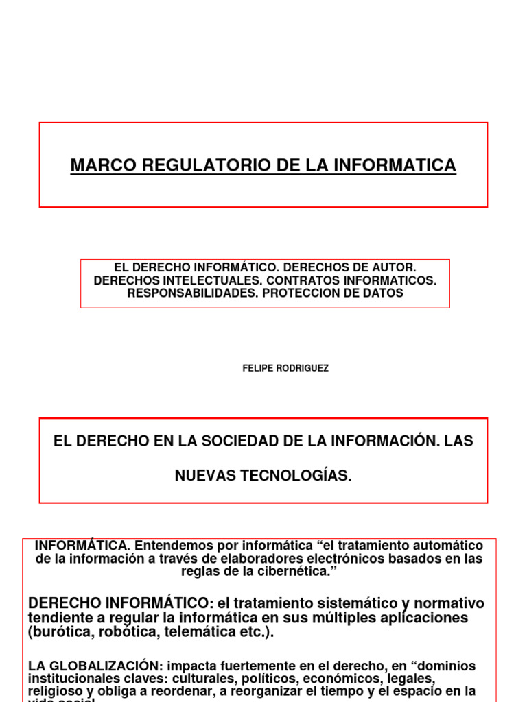 Marco Regulatorio del Derecho Informático | PDF | Patentar | Propiedad ...