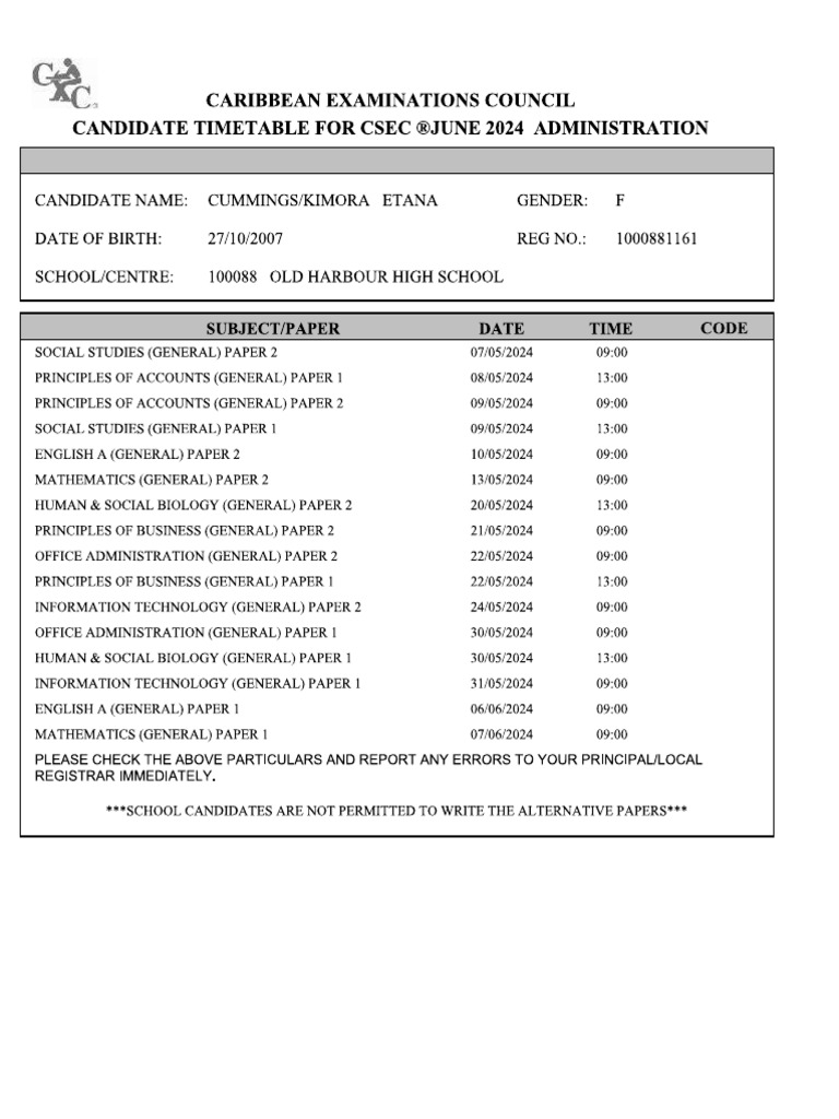 Time Table | PDF