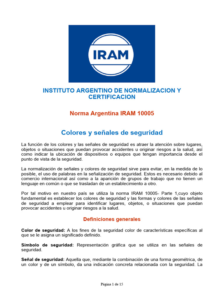IRAM 10005 Colores | Descargar gratis PDF | Color