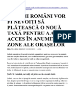 Șoferii Români Vor Fi Nevoiți Să Plătească o Nouă Taxă Pentru A Avea Acces În Anumite Zone Ale Orașelor