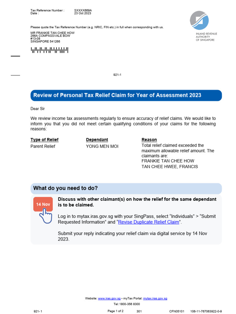 Review of Personal Tax Relief Claim 2023 | PDF | Public Finance | Taxes