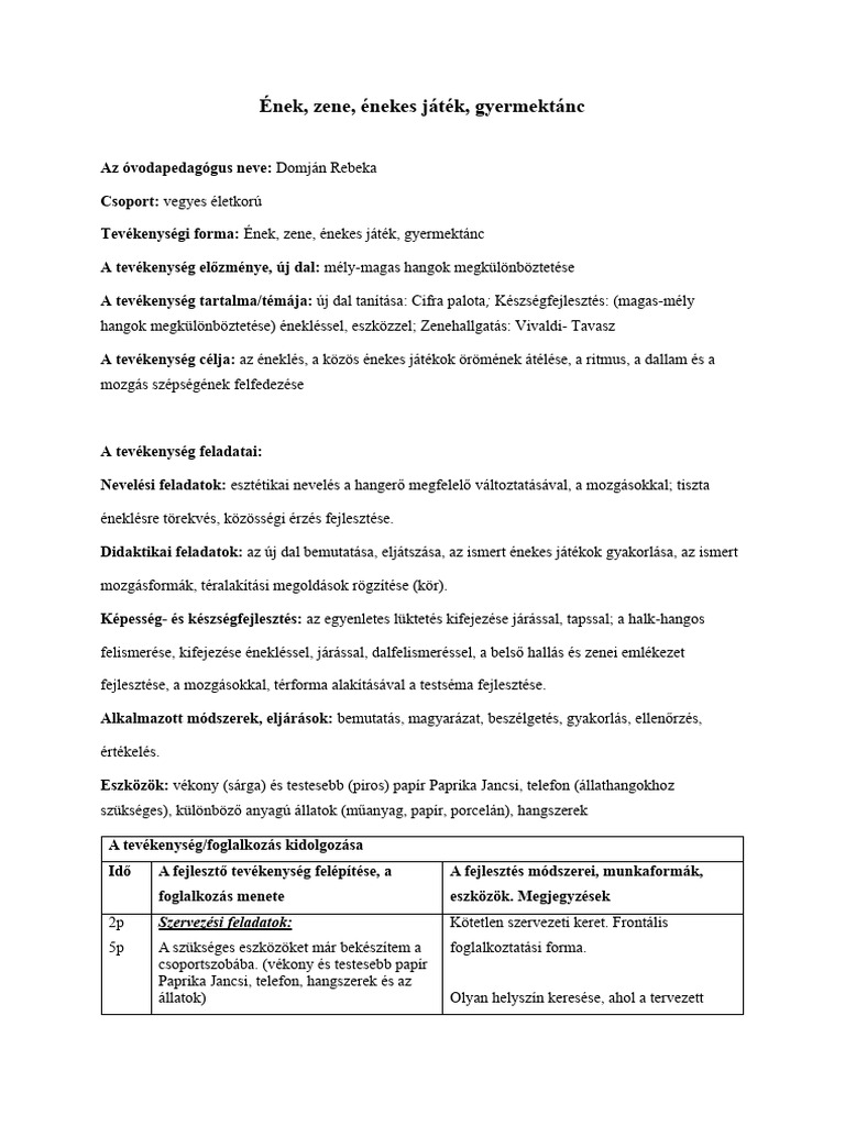 03.08 Ének, Zene, Énekes Játék, Gyermektánc | PDF