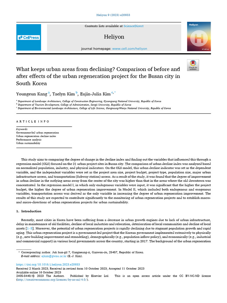 Urban Regeneration in Busan | PDF | Urban Renewal | Sustainability