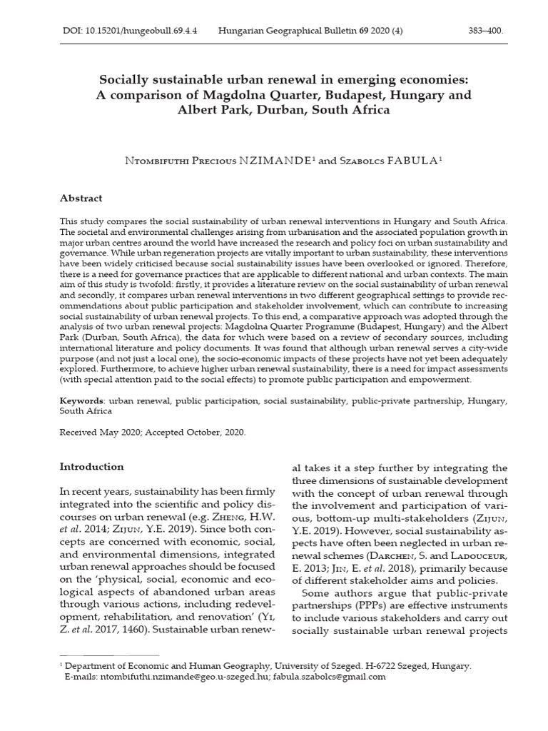 Social Sustainability in Urban Renewal | PDF | Sustainability | Public ...