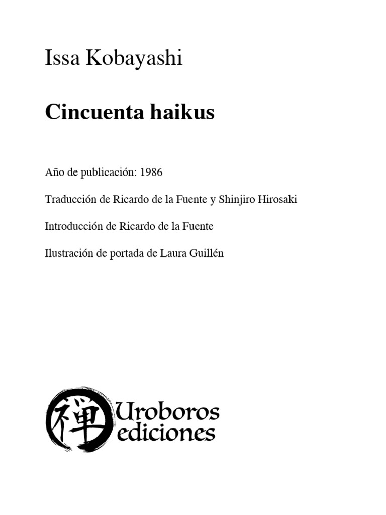 Kobayashi, Issa. Cincuenta Haikus | PDF | Haiku