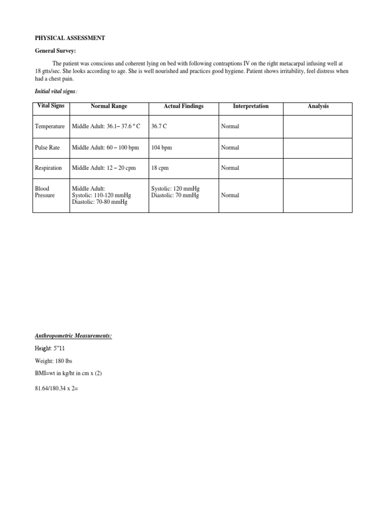 Comprehensive Physical Assessment Report | PDF | Pulse | Heart