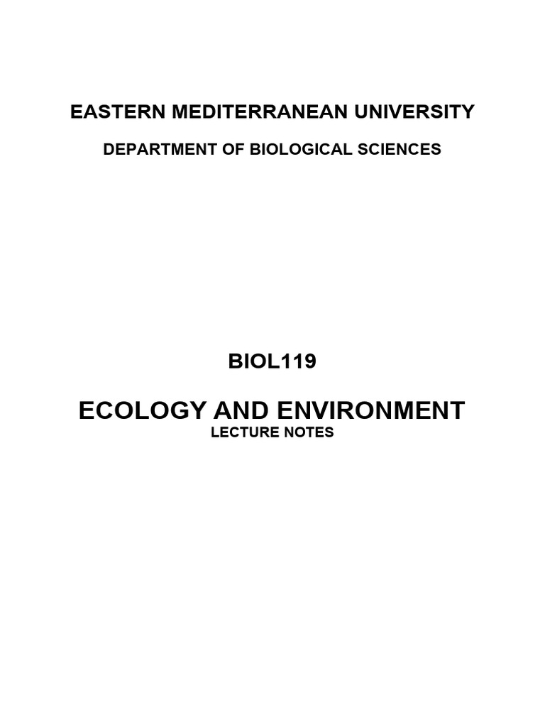 Ecology and Environment Lecture Notes | PDF | Water | Ecology