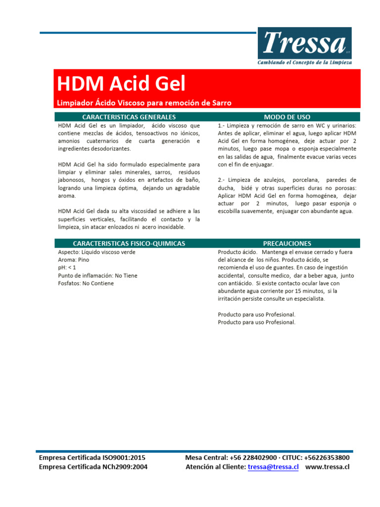 Limpiador Ácido HDM para Sarro y Residuos | PDF | Materiales | Química