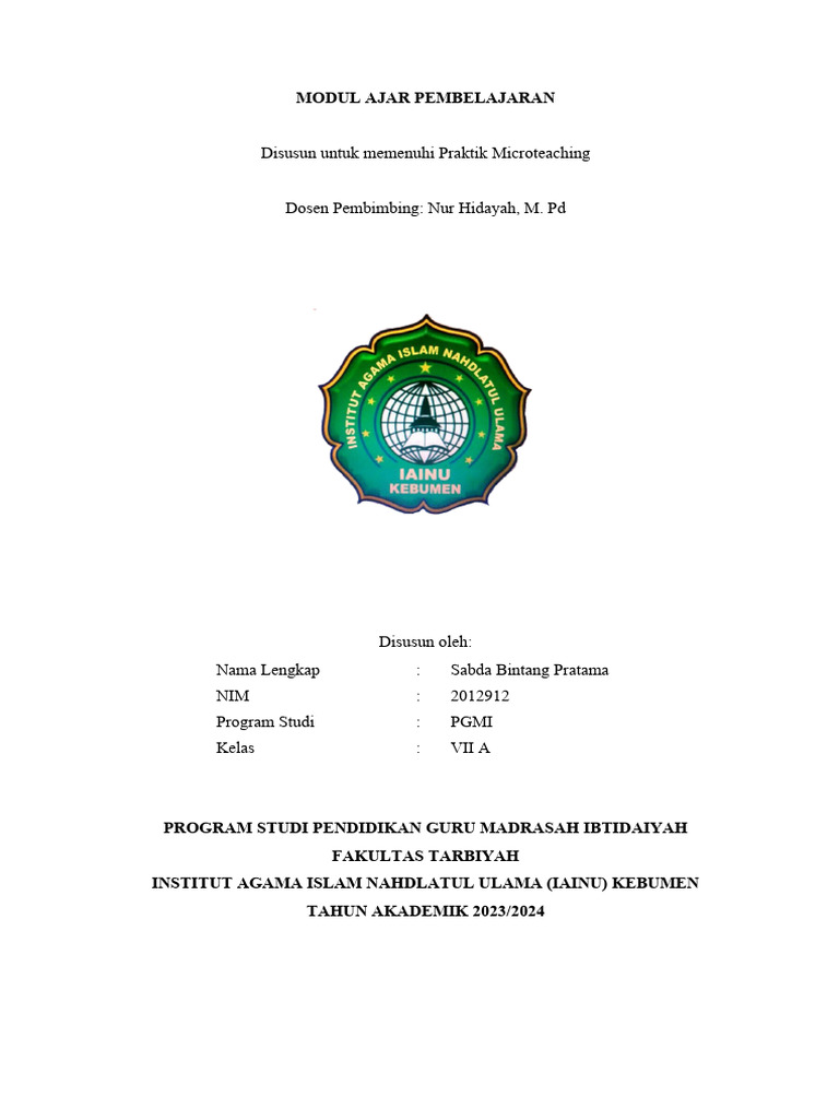 Sabda Bintang P. - 2012912 - Modul Ajar Matematika Fase B Kelas 4 | PDF