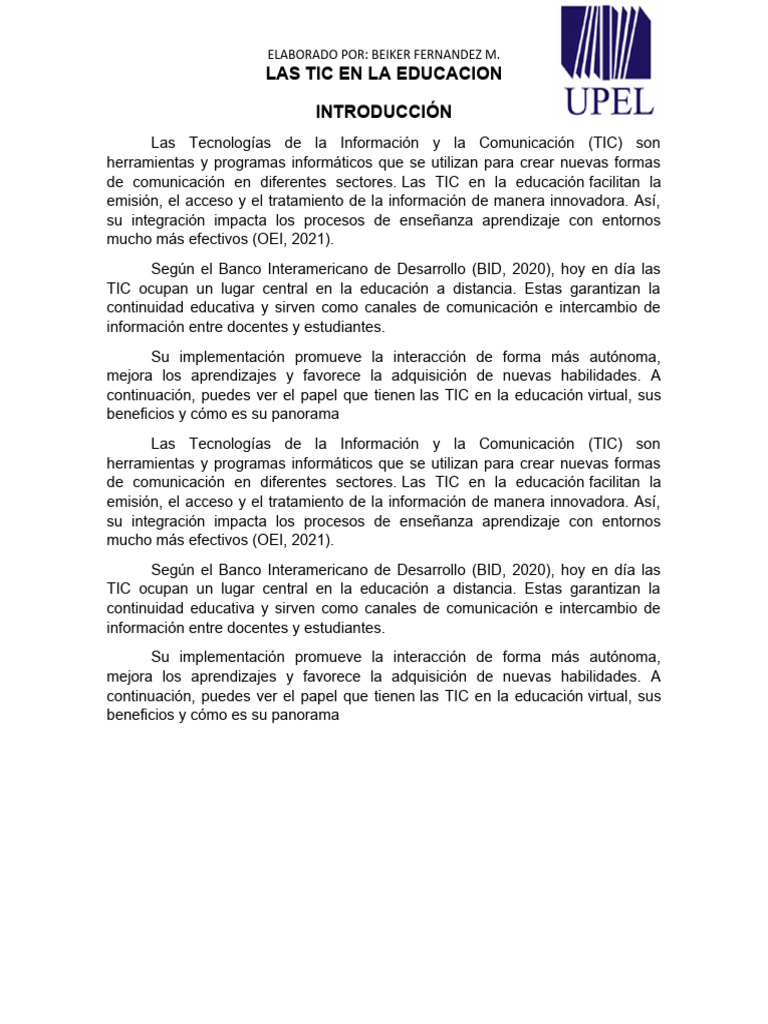 Las Tic en La Educacion | PDF | Enseñando | Tecnología de información y ...
