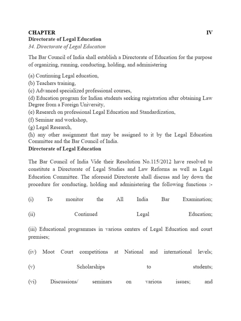 Bar Council of India Legal Education Overview | PDF | Legal Education ...