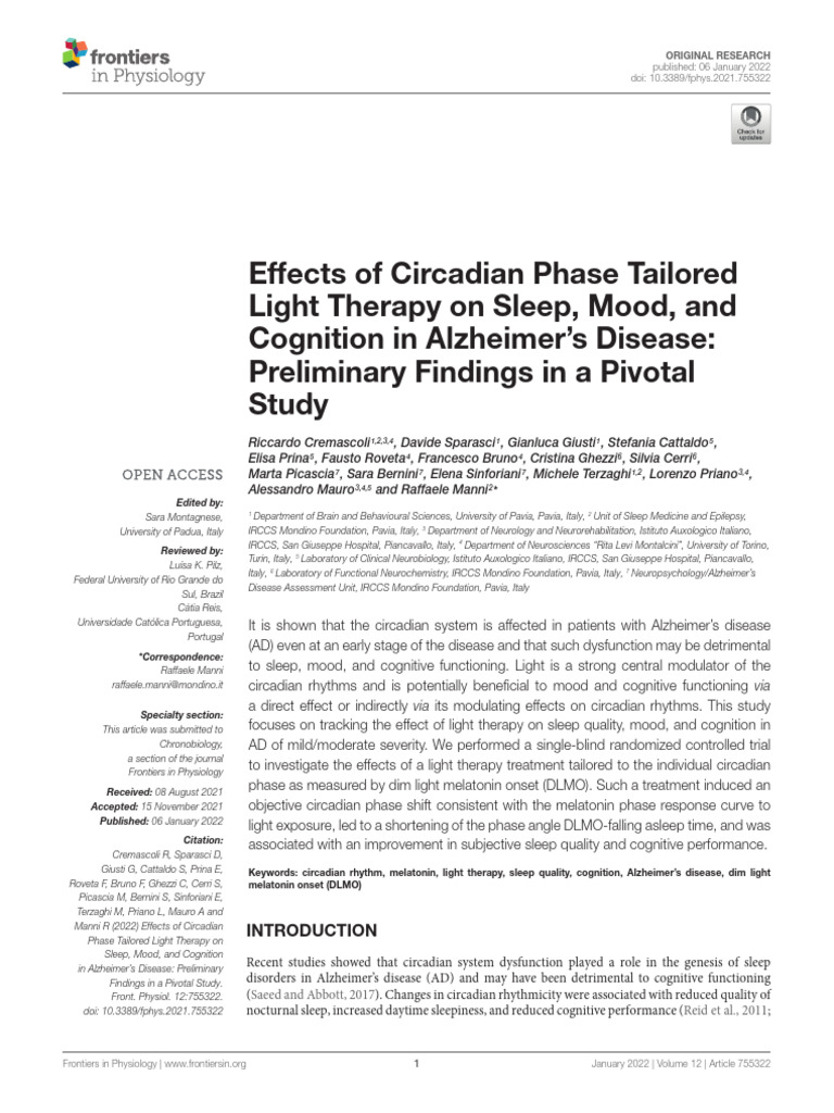 Fphys 12 755322 | PDF | Sleep | Circadian Rhythm