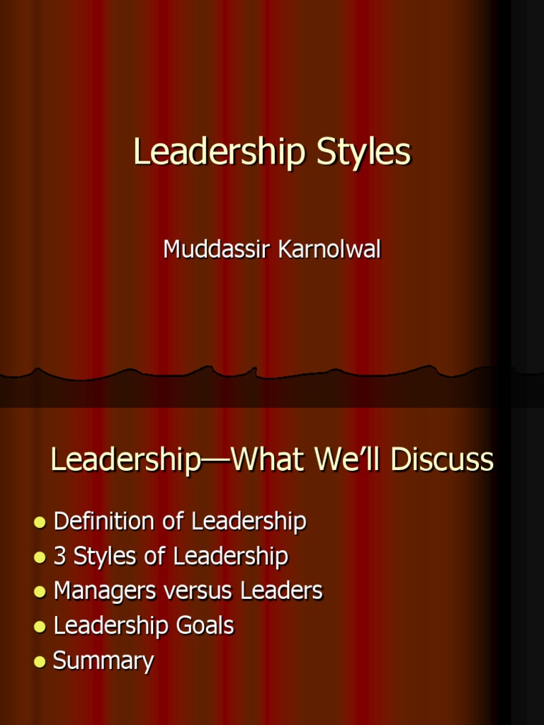 Leadership Styles PDF Leadership Social Psychology
