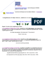 Complément D'objet Direct, Indirect Et Second