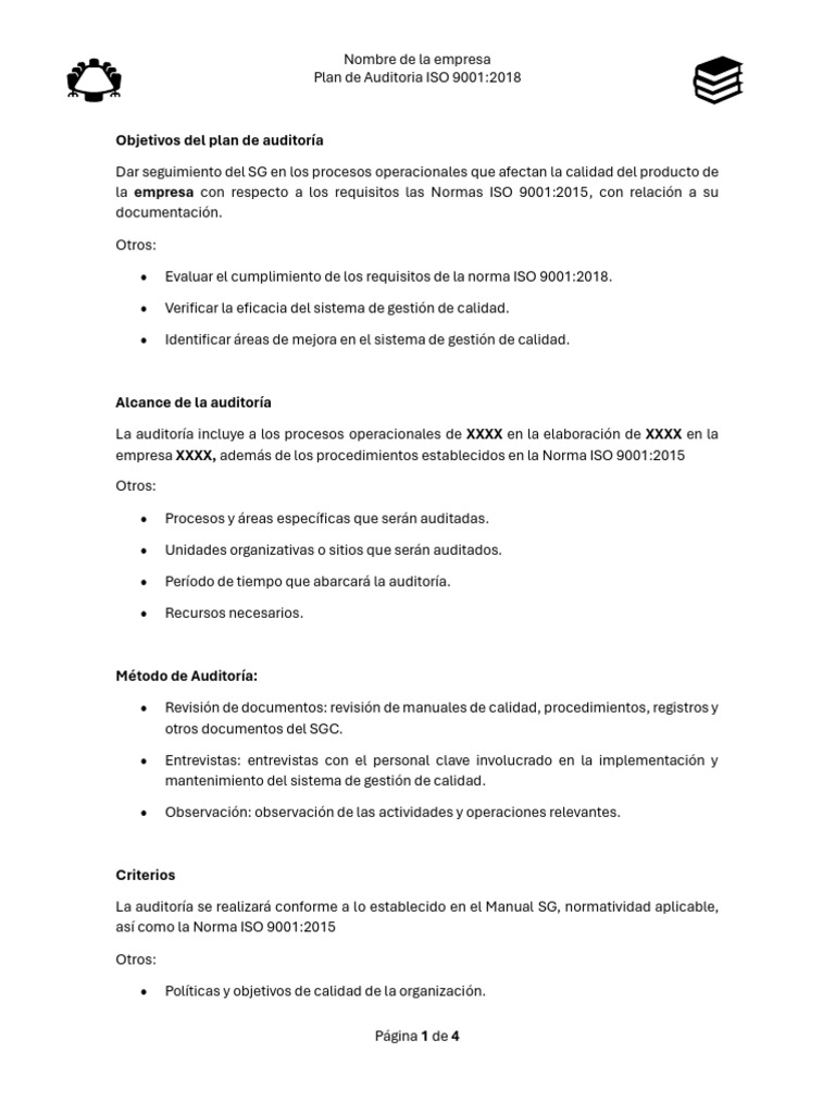 Plan de Auditoría ISO 9001:2018 | PDF | Auditoría | Sistema de manejo ...