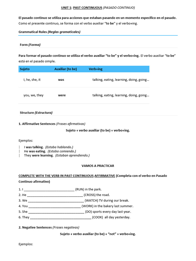Past Continuous and Future Tense Guide | PDF | Semantic Units | Semantics