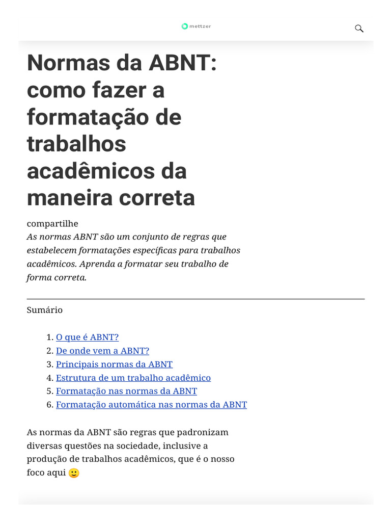Formatação de Trabalhos Acadêmicos ABNT | PDF | Abstract (resumo) | Citação