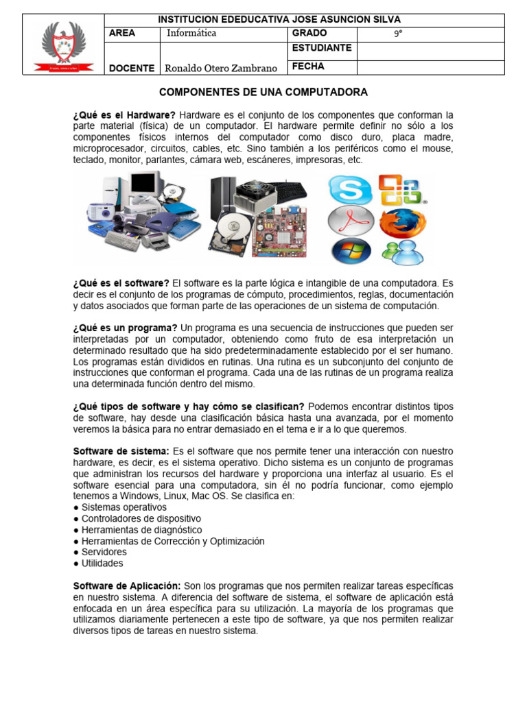 Componentes de Hardware y Software | PDF | Hardware de la computadora ...