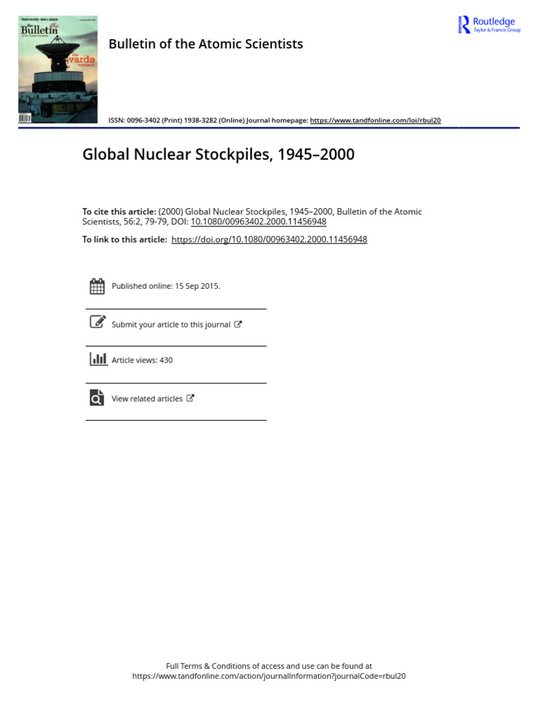 Global Nuclear Stockpiles 1945 - 2000 | PDF | Nuclear Weapons ...