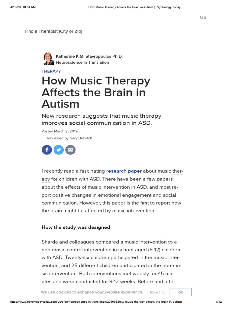 How Music Therapy Affects The Brain In Autism Psychology Today