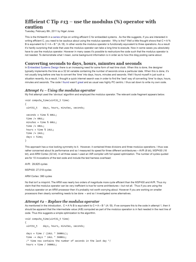 Efficient C Tip #13 - Use The Modulus (%) Operator With Caution Stack ...