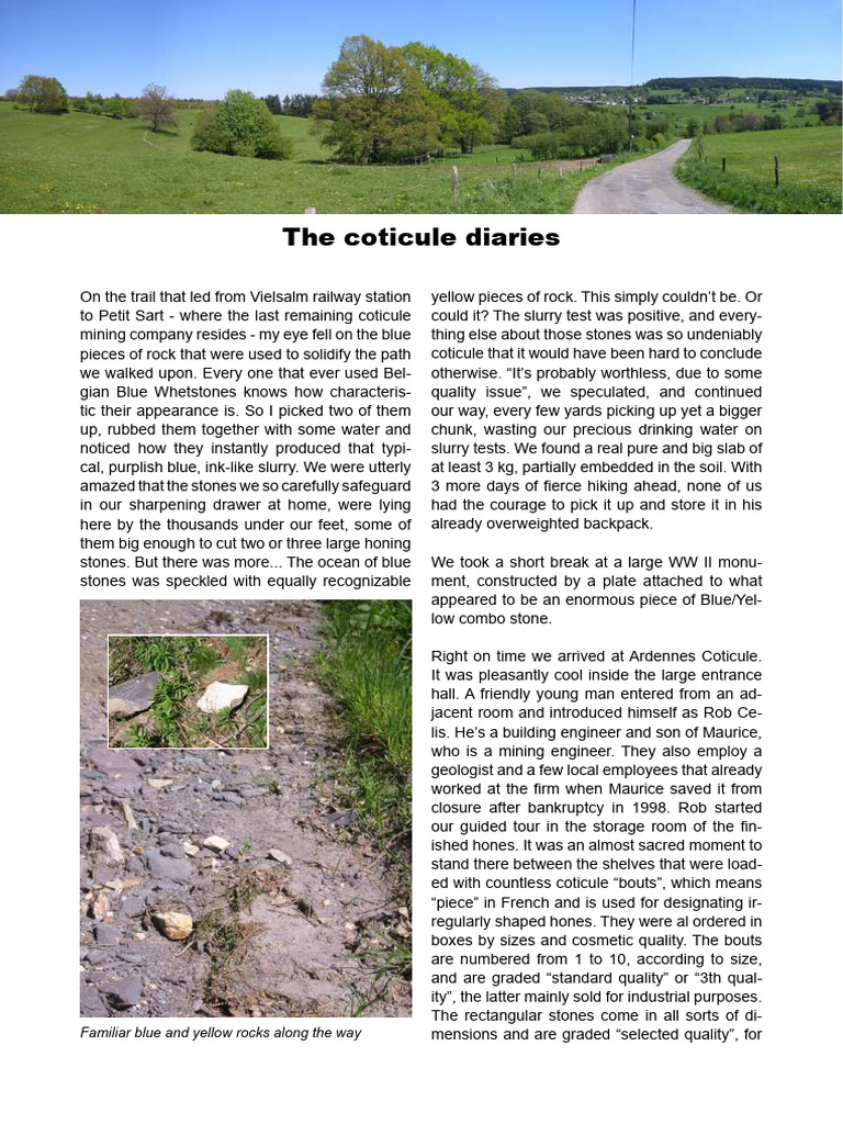Coticule Diaries | PDF | Mining | Rock (Geology)