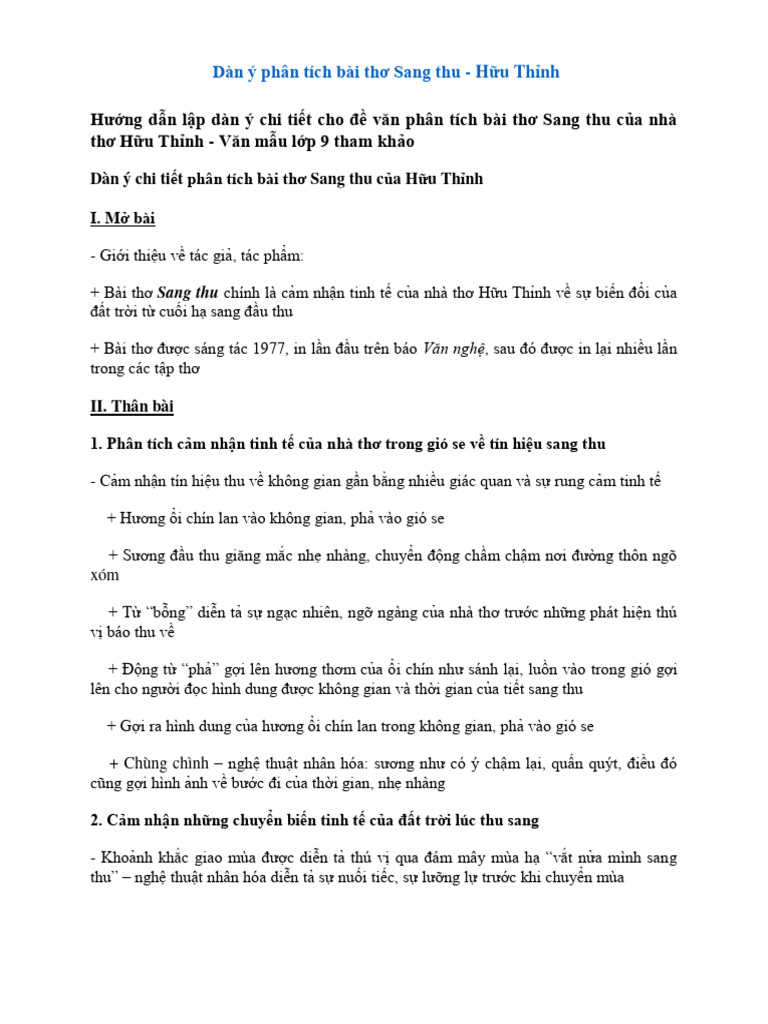 Dan y phan tich bai tho sang thu pdf