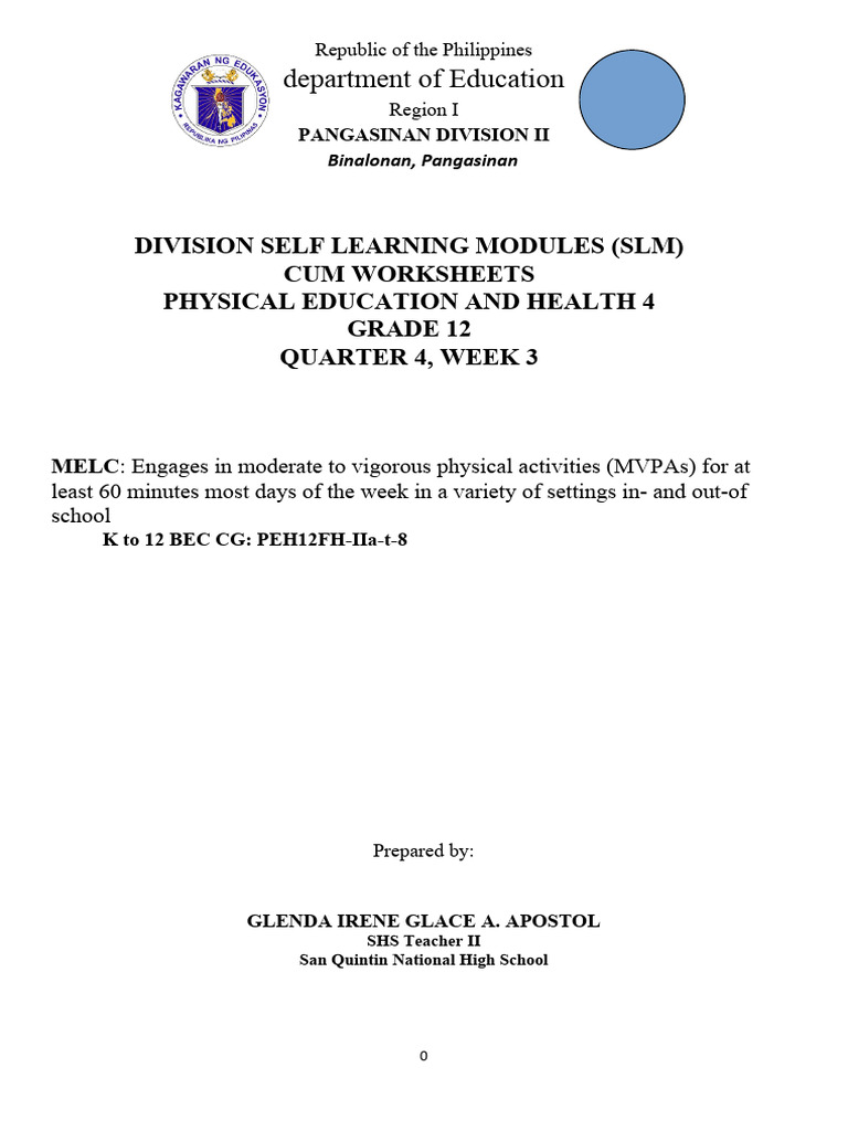 Division Self Learning Modules Peh 4 Week3 | PDF | Strength Training ...