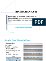 Fluid Mechanics Ii: Dynamics of Viscous Fluid Flow in Closed Pipe