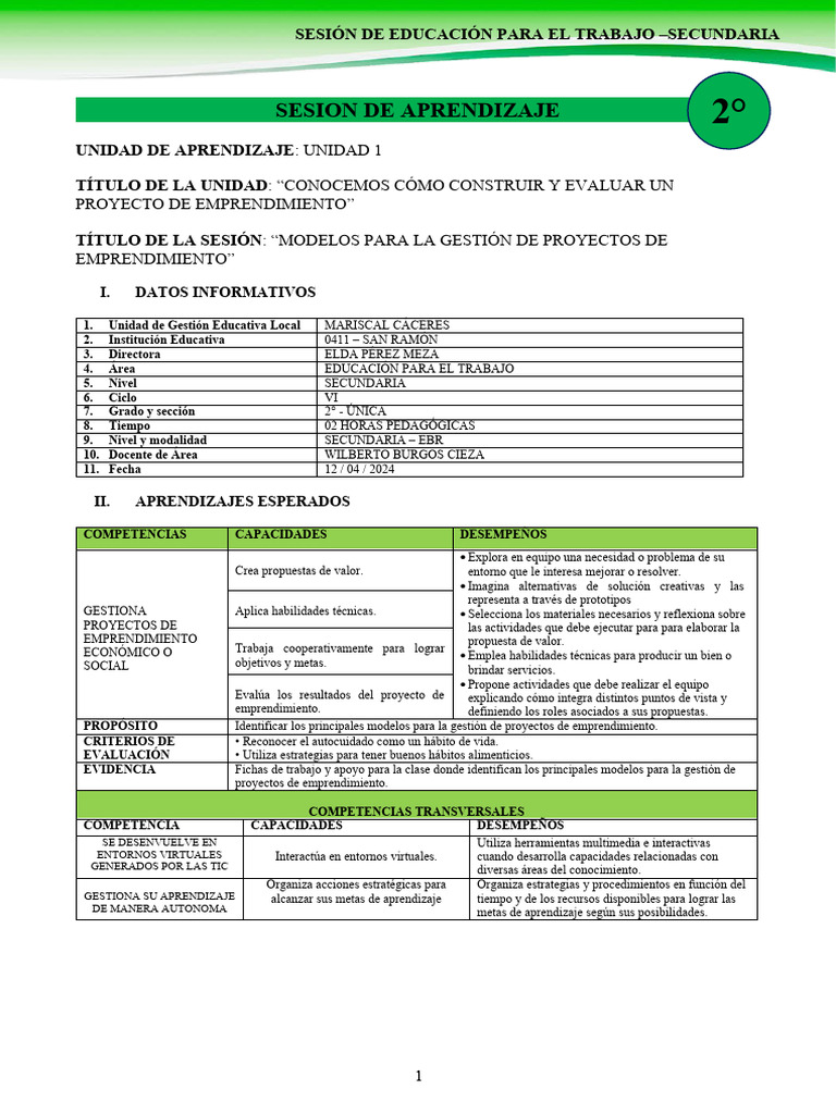 Modelos de Gestión de Proyectos Emprendedores | PDF | Maestros ...