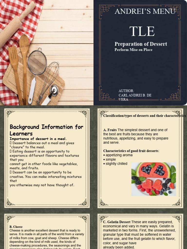 Preparation Of Dessert 4th Quarter Tle Pdf Pudding Desserts