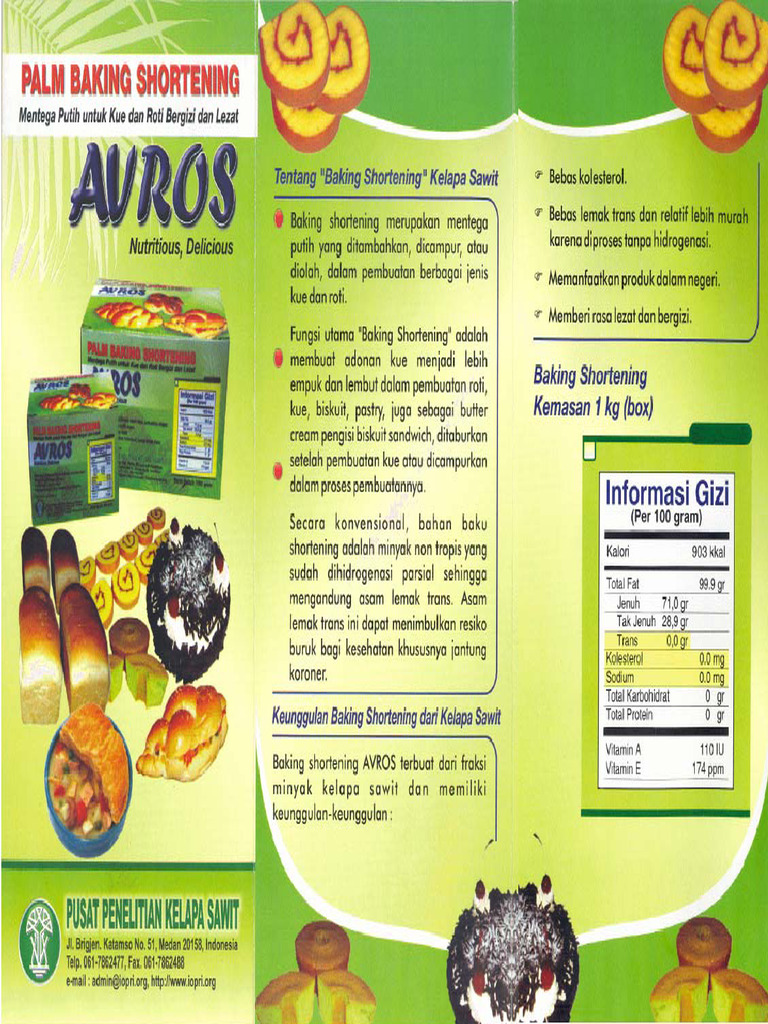 Palm Baking Shortening Mentega Putih Untuk Kue Dan Roti Bergizi Dan