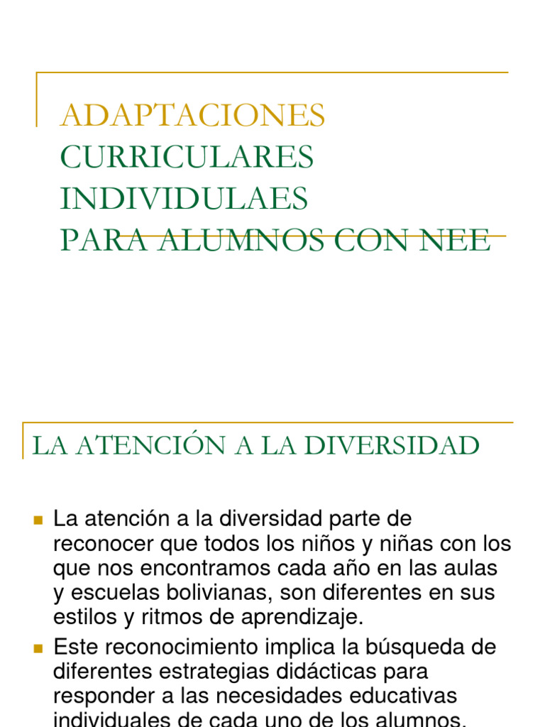 Adaptaciones Curriculares para NEE | PDF | Plan de estudios | Evaluación