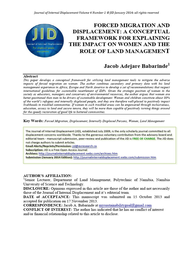 Women, Land Management, and Displacement | PDF | Internally Displaced ...