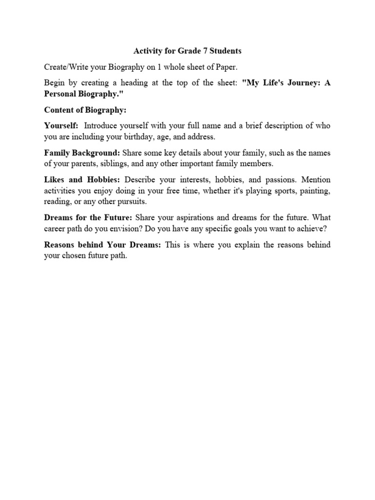 Activity For Grade 7 Students | PDF