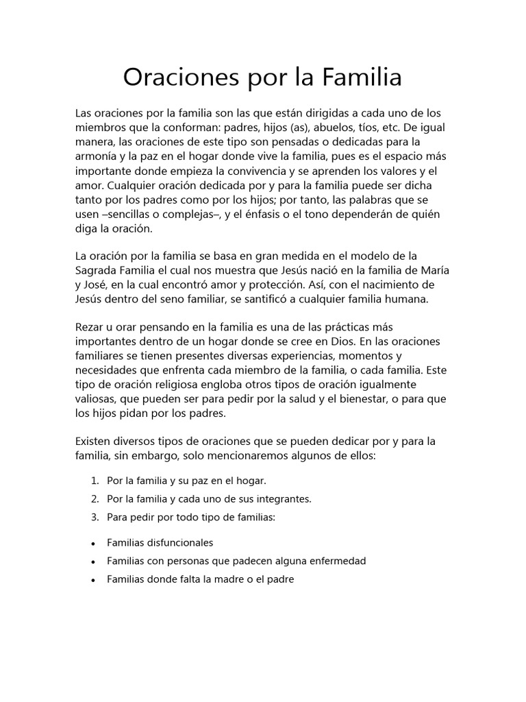 Oraciones para la Protección Familiar | PDF | Oración | Amor