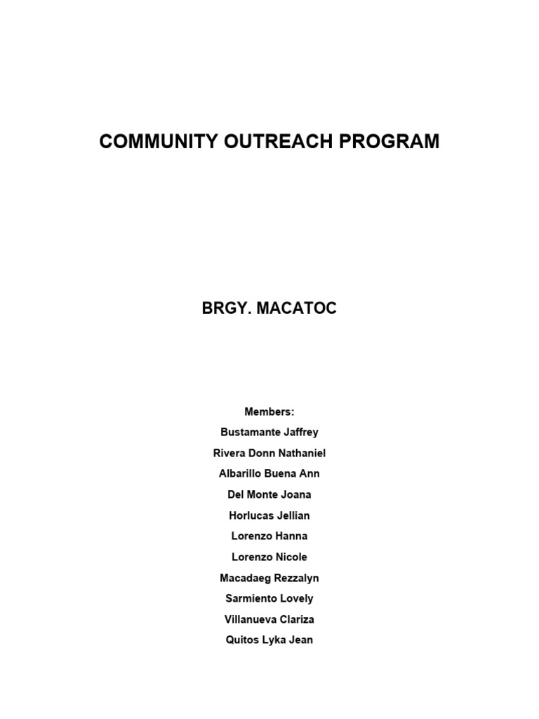 Outreach Program Pdf Wellness