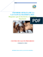 Informe de Trabajo Semana de La Lactancia Materna 2023