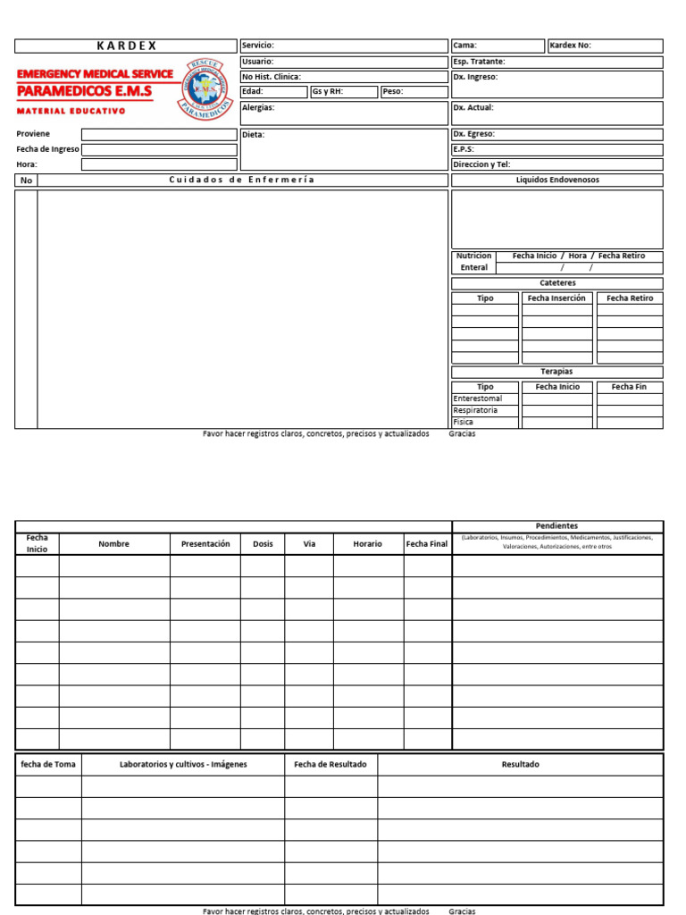 Formato de Registro Médico Hospitalario | PDF | Medicina CLINICA | Medicina