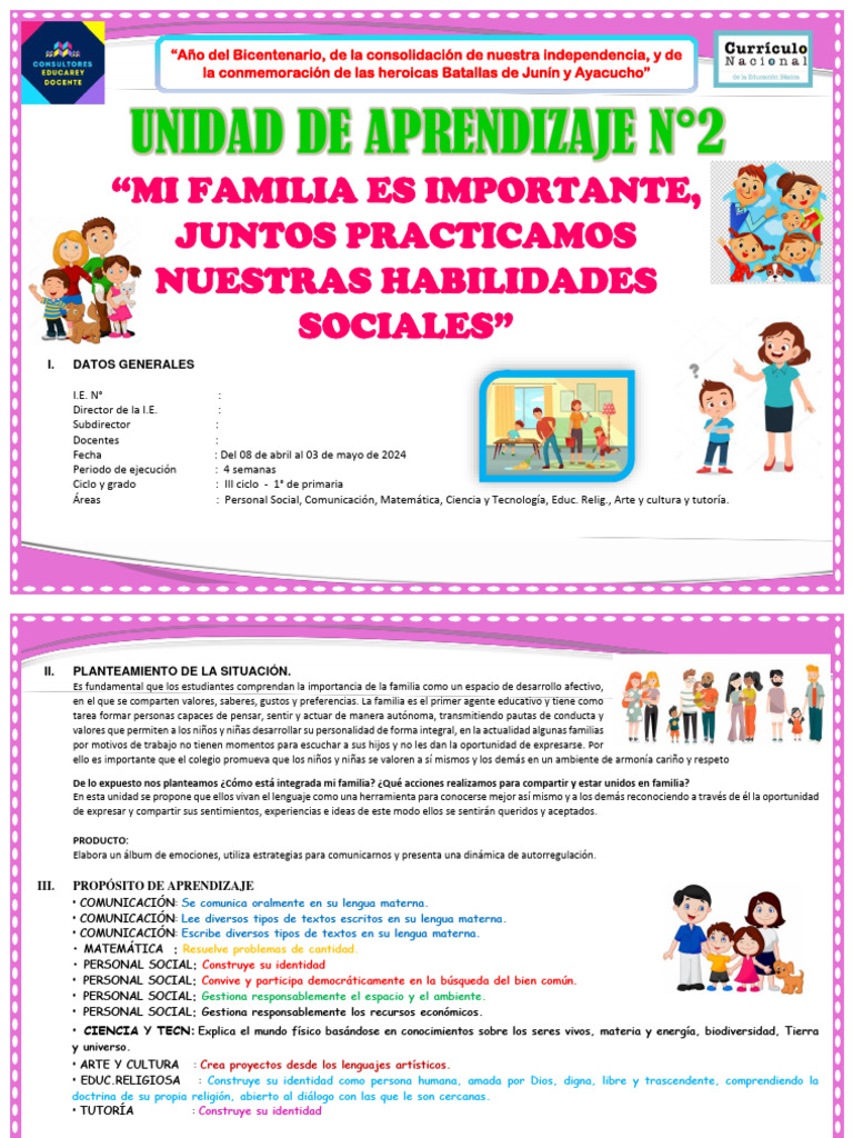 UNIDAD DE APRENDIZAJE 2 1er Grado | PDF | Aprendizaje | Evaluación