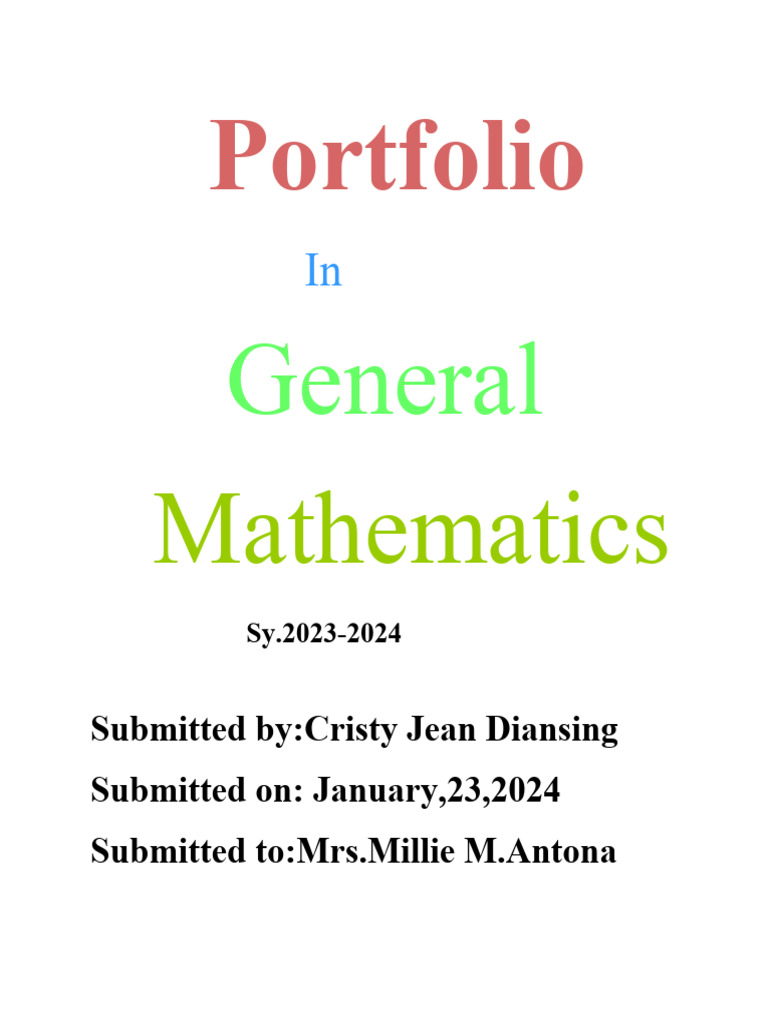 General Mathematics Portfolio 2023-2024 | PDF