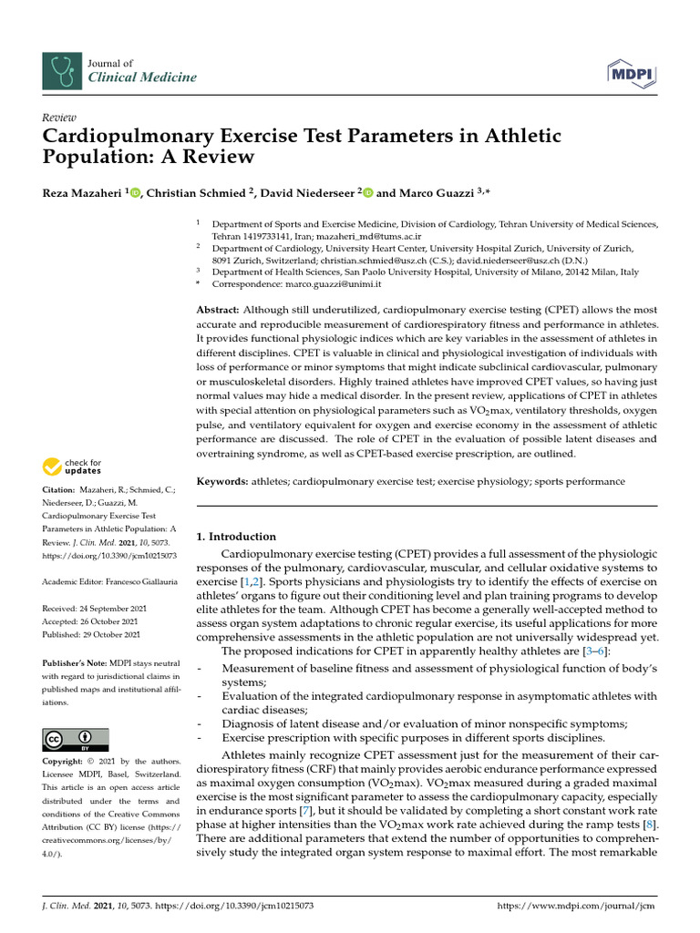 CPET On Athlete | PDF | Physiology | Medical Specialties