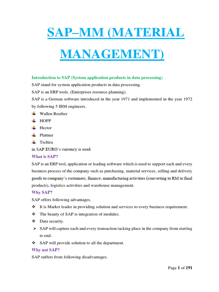 SAP MM Module Overview and Training Guide | PDF | Enterprise Resource ...