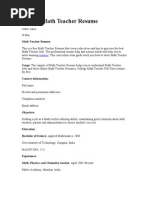 Download Sample Math Teacher Resume by Calypso Man SN72257427 doc pdf