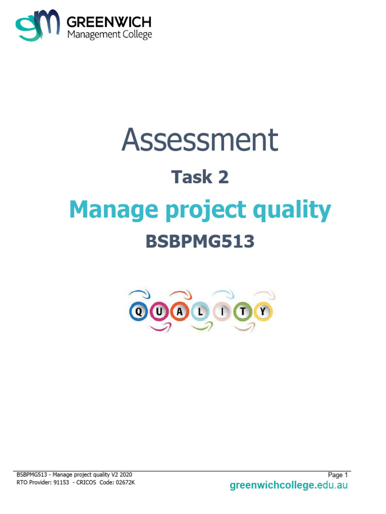 EXAMPLEAssessment Task 2 - BSBPMG513 | PDF | Software Testing | Project ...