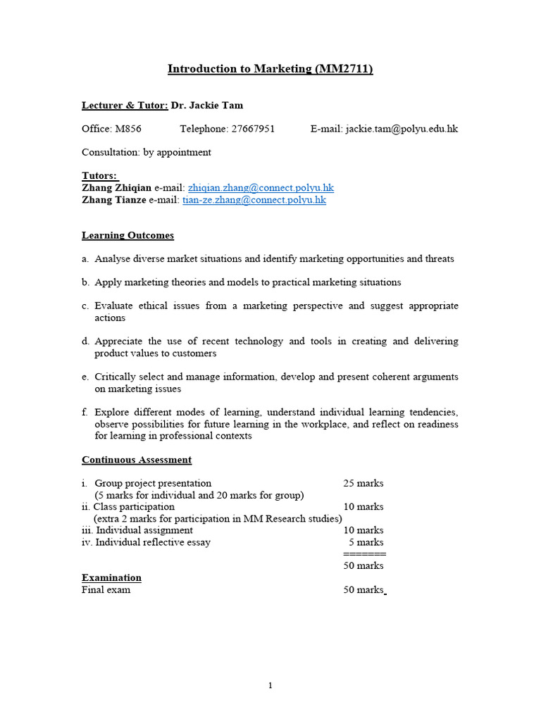 Course Outline - Updated | PDF | Marketing | Learning