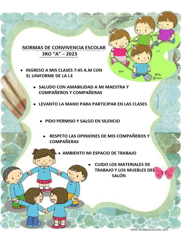 Normas de Convivencia Escolar 3RO A | PDF