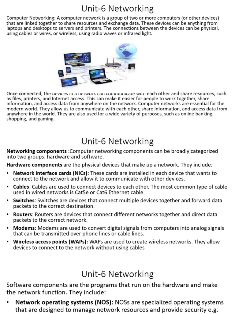 Unit 6 Networking | PDF | Computer Network | Local Area Network