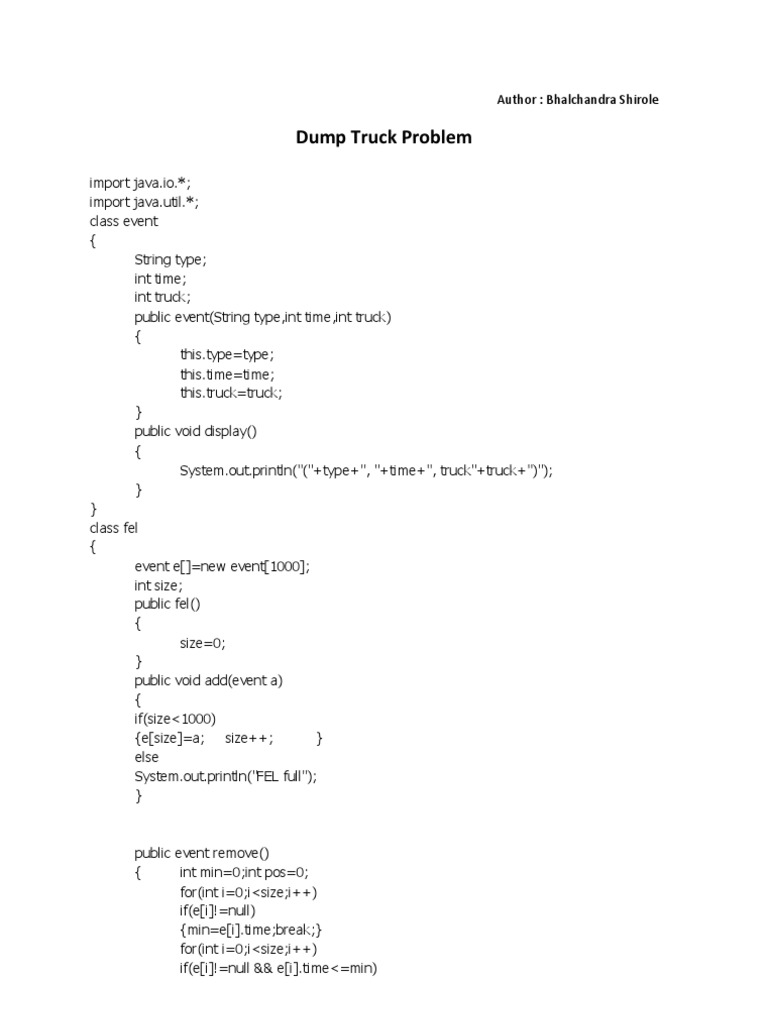 Dump Truck Simulation Analysis | PDF | Computer Programming | Land Vehicles