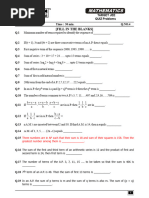 Mathematics: (Fill in The Blanks)